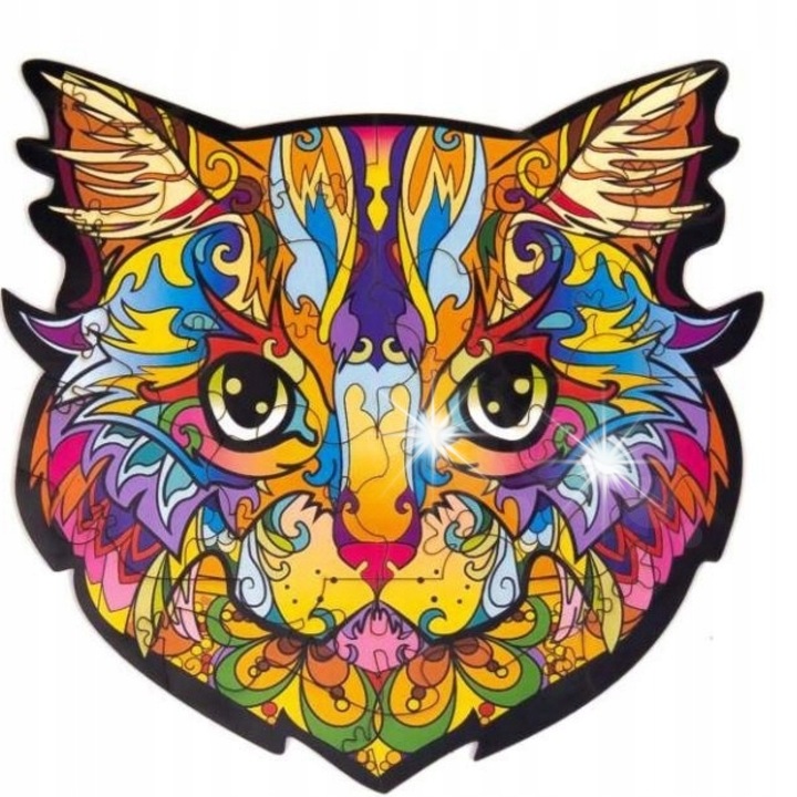 Puzzle 3D szett, Murkotek macska, érdekes formájú elemek, fa csomagolás, kreatív játék