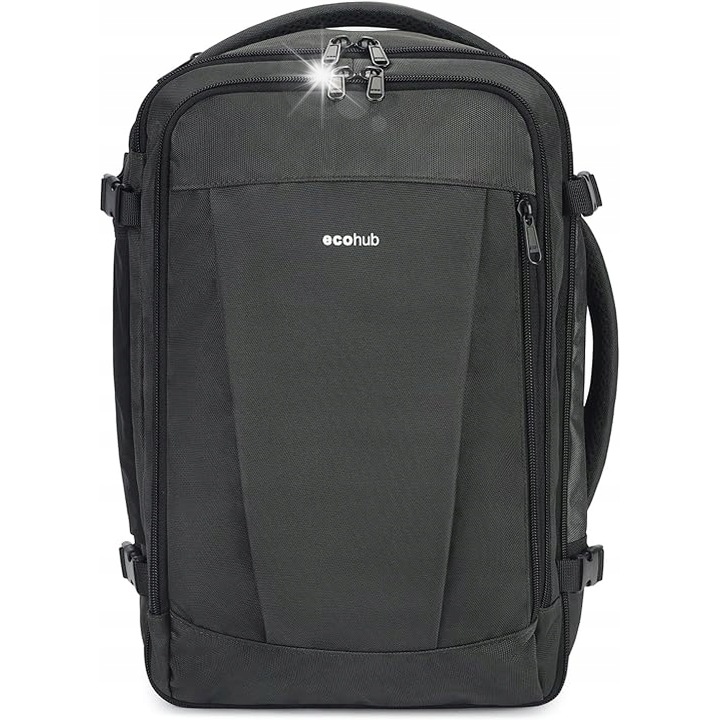 Ecohub utazó hátizsák 40x20x25cm 20L sötétszürke, 3 rekesz, 10 zseb
