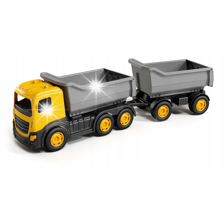 Камион с ремарке Baczek, 6 колела, жълт, 66x17,2x18,3см, за деца над 1,5 години