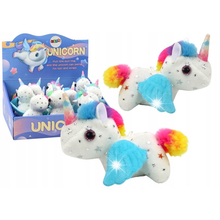 Комплект от 9 плюшени играчки, LEAN Toys, Еднорог, Бял, 15 см x 12,5 см x 8 см