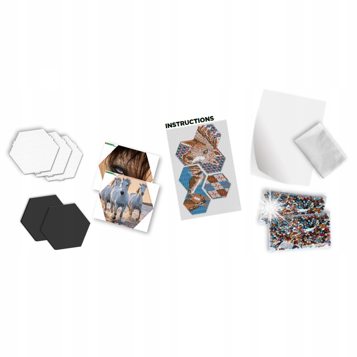 Set artistic SES Creative, 5000 perle, 3 sabloane hexagonale,