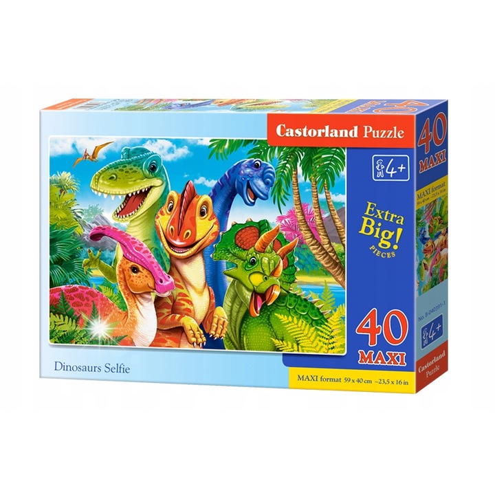 Пъзел Castorland ДИНОЗАВРИ 40 елемента, размер 59x40см, различни цветове, комплект