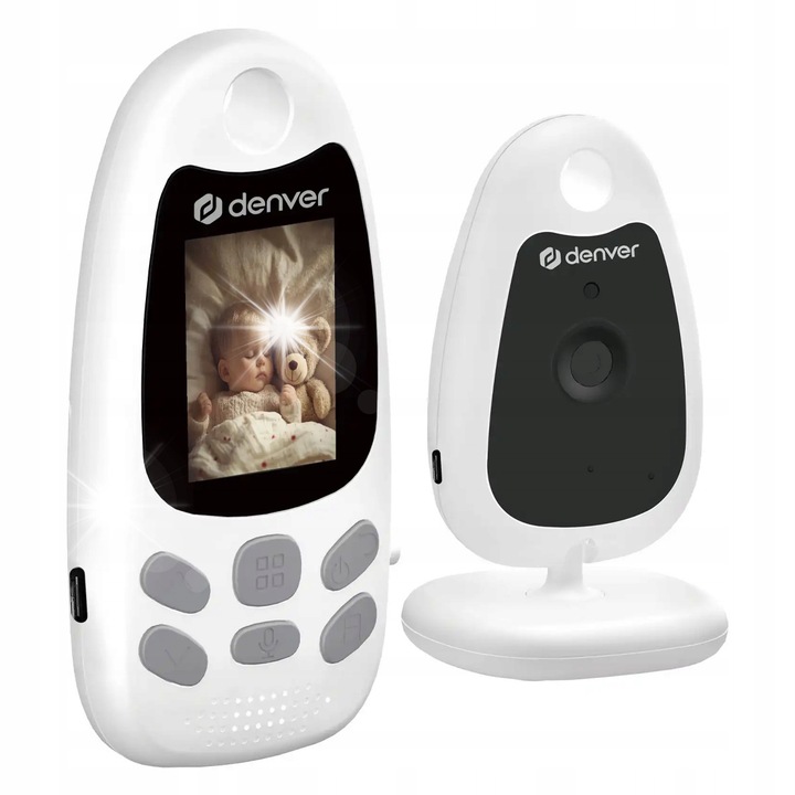 Elektronikus monitor, Denver BC-250, vezeték nélküli kamera, 2.4GHz monitor, 2 hüvelykes, éjjellátó, fehér