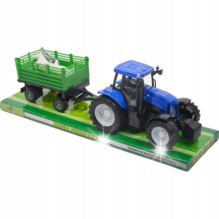Tractor de jucarie cu remorca, Pegaz Toys, multicolor, 30x15x10cm
