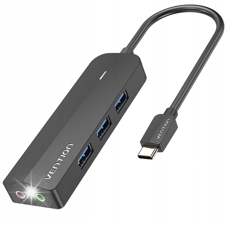 Hub USB-C Vention 5 az 1-ben, 3 USB 3.0 port, Micro USB, 5 Gbps, 15cm