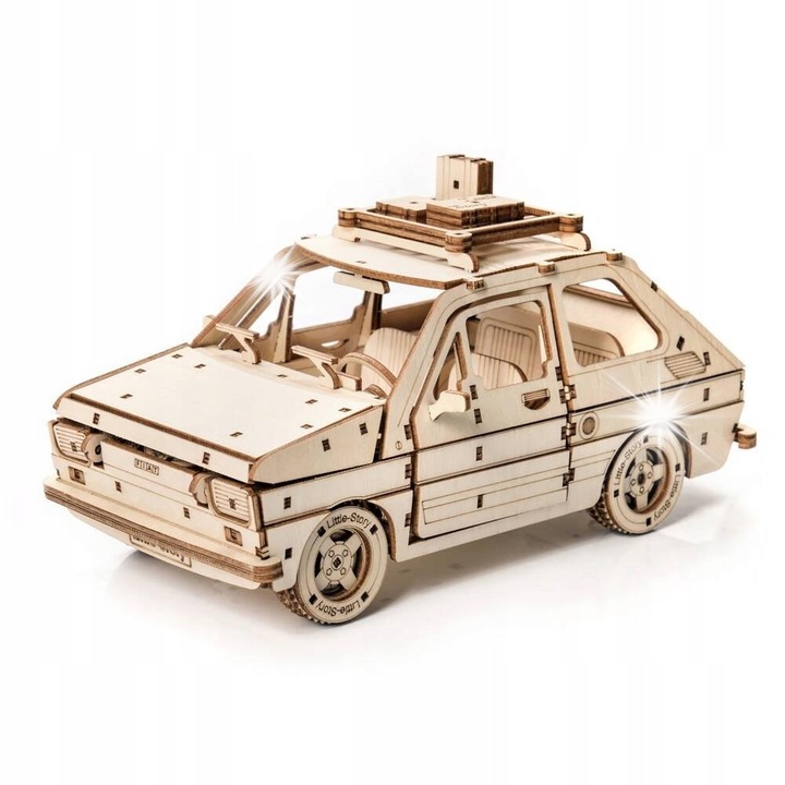 Fából készült kirakós készlet, Little Story, Fiat 126P modell, 3D, környezetbarát