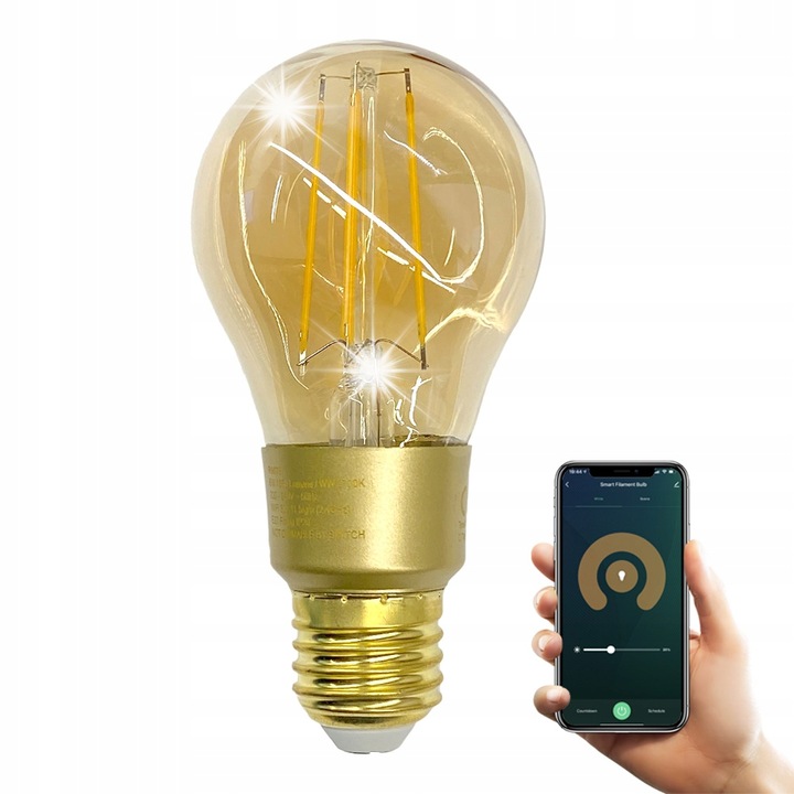 Woox E27 6W LED филаментна крушка, амбър стъкло, димируема, 2700K