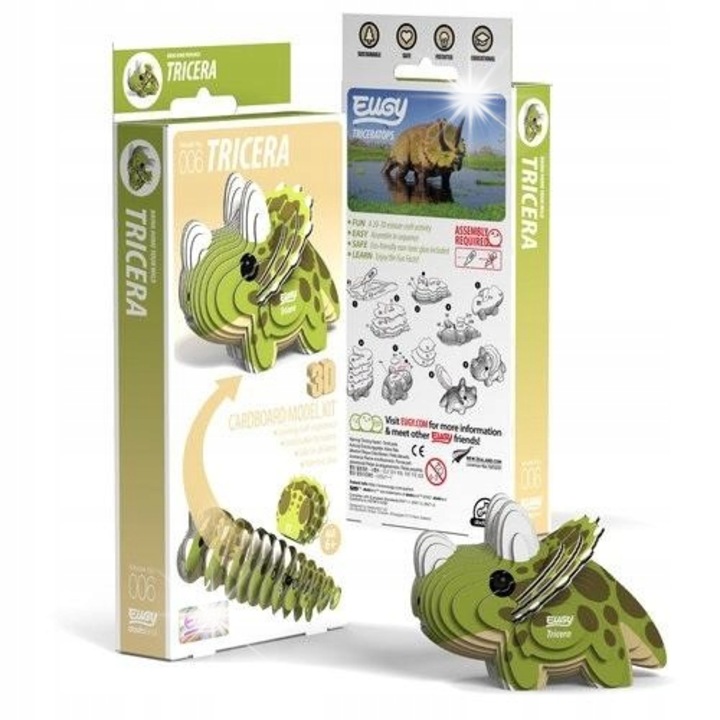 3D пъзел, Eugy, креативен комплект, 6 год.+, от рециклируем картон