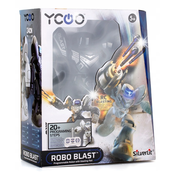 Робот дидактически Silverlit Robo Blast, дистанционно управление, изстрелвач на снаряди, 34см, черен