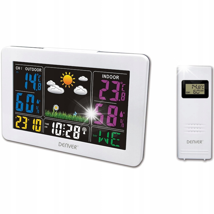 Метеорологична станция Denver WS-540, термометър, хигрометър, бяла, 109x159x23mm
