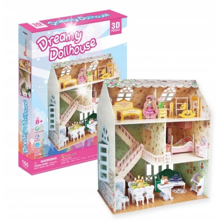 Комплект 3D Cubic Fun, построяване на къща за кукли, 160 части, 26x17x31,5см, за деца над 8 години
