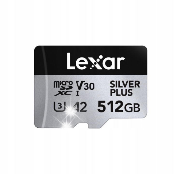 Karta de memorie microSDXC Lexar Professional Silver Plus 512GB, 205MB/s, 150MB/s, 11x15x1mm