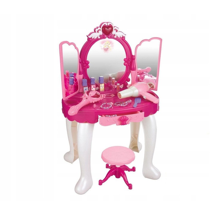 Fésülködőasztal kislányoknak, Maksik, rózsaszín, kiegészítő szettel