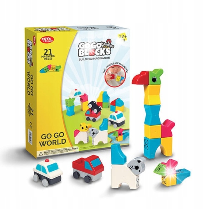 Комплект за конструиране People Blocks, 21 прозрачни части, животинска тематика, STEM образование, за деца над 12 месеца