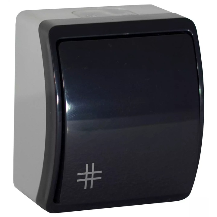 Intrerupator in cruce rezistent la stropire, gri-antracit, IP44 KOALA 154-09 ViPlast