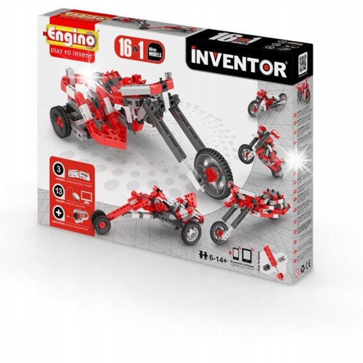 Engino építőkészlet, motorok, 16 modell, élénk színek, minőségi műanyag