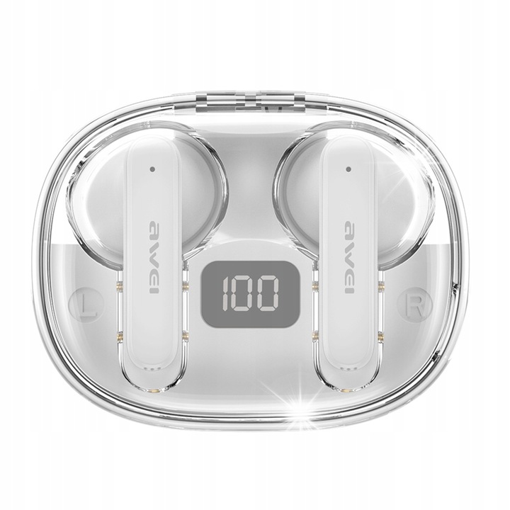 Casti wireless Awei T86 ENC, alb, autonomie 6 ore muzica, 7 ore apeluri, set