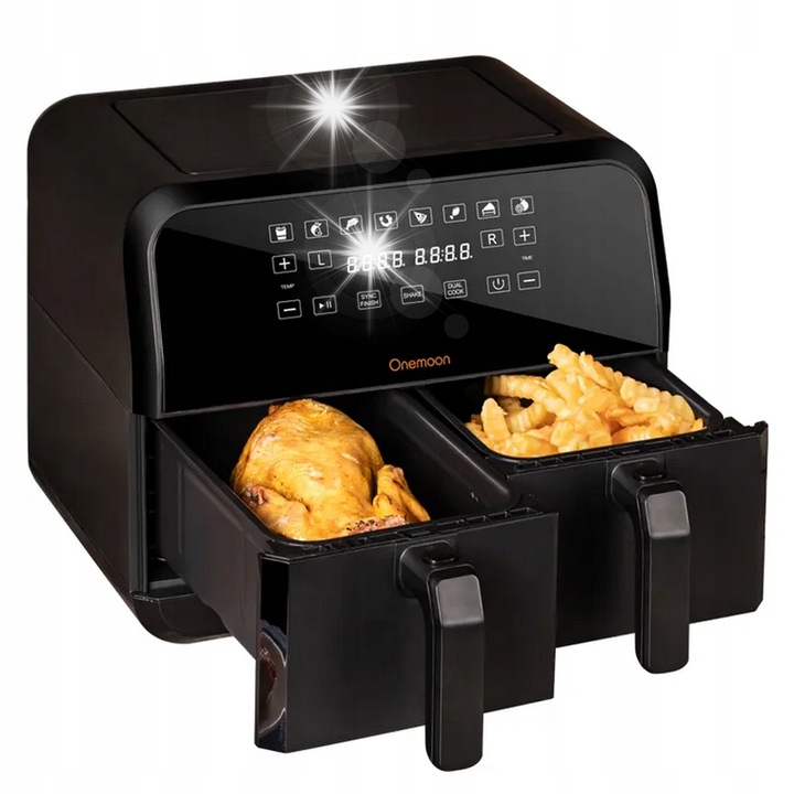 Onemoon D8 forrólevegős fritőz, kétkosaras szett, 2*4 l kapacitás, 1700 W, 384x374x308 mm, többszínű