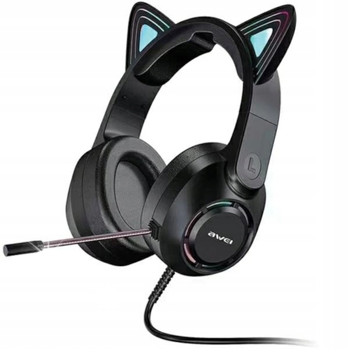 Casti PC Awei GM-9, cu microfon, 49.8mm, 2.1m, negru, 210x85x190mm