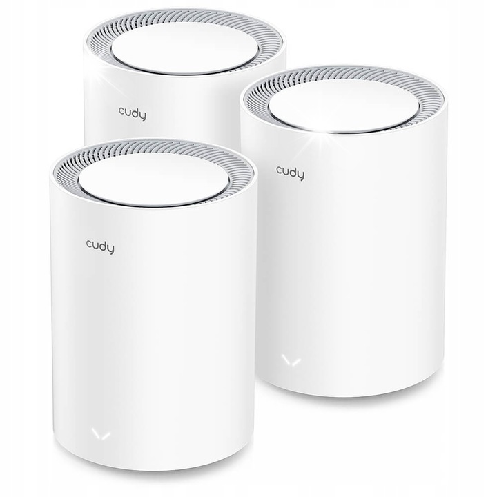 Sistem Wi-Fi Mesh Cudy M3000, 3 piese, AX3000, 2.5G, 5 antene, alb