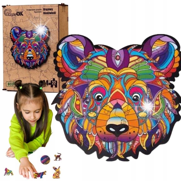 Kreatív kirakó, 22 darab, maci design, többszínű