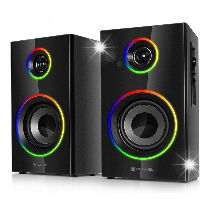 Boxe PC 2.0 REAL-EL S-410, 12W, Bluetooth, negru, 110x180x105mm