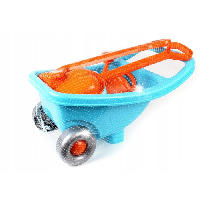 Комплект играчки за пясък, количка с аксесоари, Технок, 5 части, многоцветен