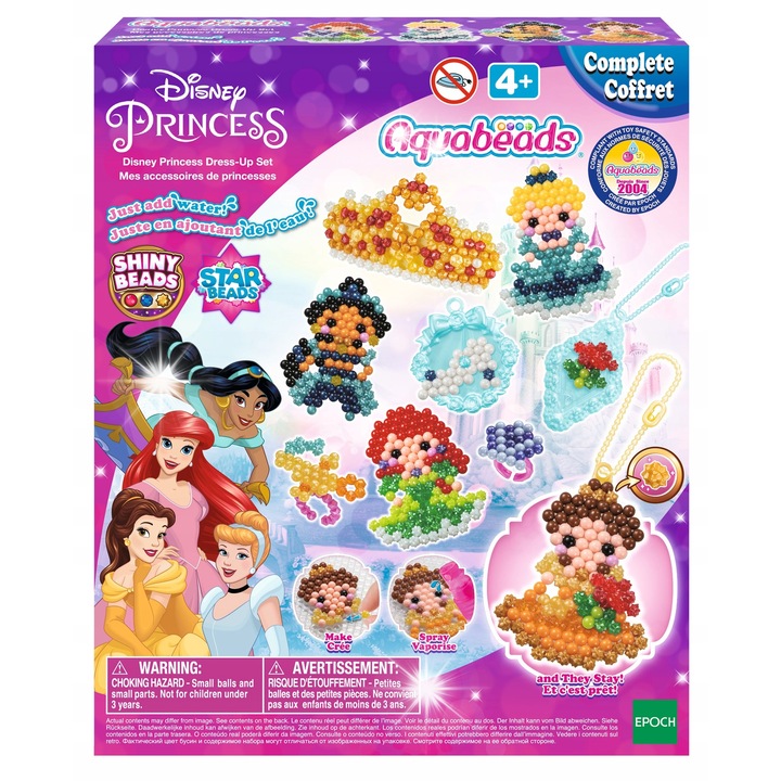 Комплект за изработка на принцеси на Дисни Aquabeads, 800 цветни корали, фигурки, бижута, многоцветен