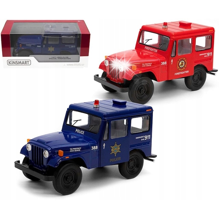 Játékkocsika, Kinsmart, rendőrségi modell, fém és műanyag, nyitható ajtók, 1:64