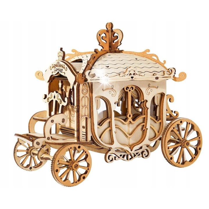 3D Puzzle Kareta Regala, Robotime, fából, gazdag részletek, ragasztómentes készlet