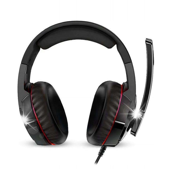 Casti gaming REAL-EL GDX-7550, microfon, 40mm, negru cu detalii rosii, 1.2m cablu