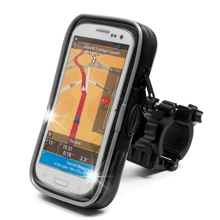 Suport pentru telefon, tip 177, waterproof, 177x90x20mm, rotire 360°, pentru bicicleta/motocicleta