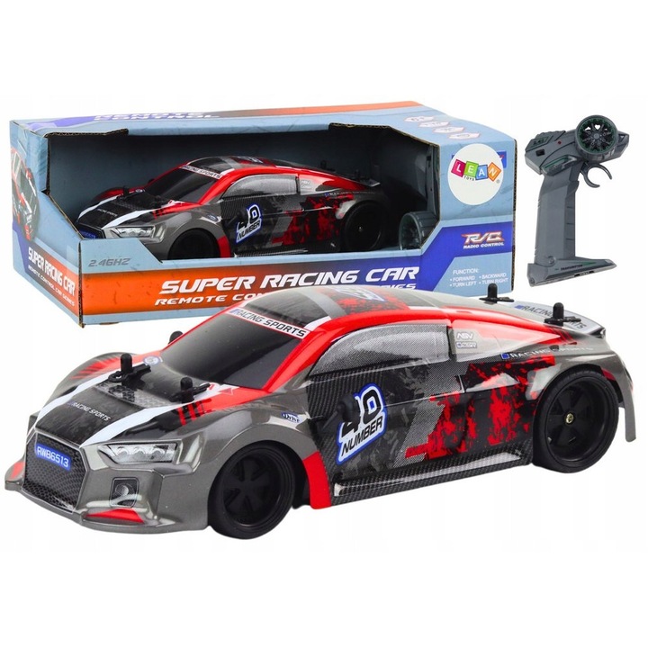 RC autó Lean Toys 1:18 piros drift gumi 22.5x10.5x6.5cm