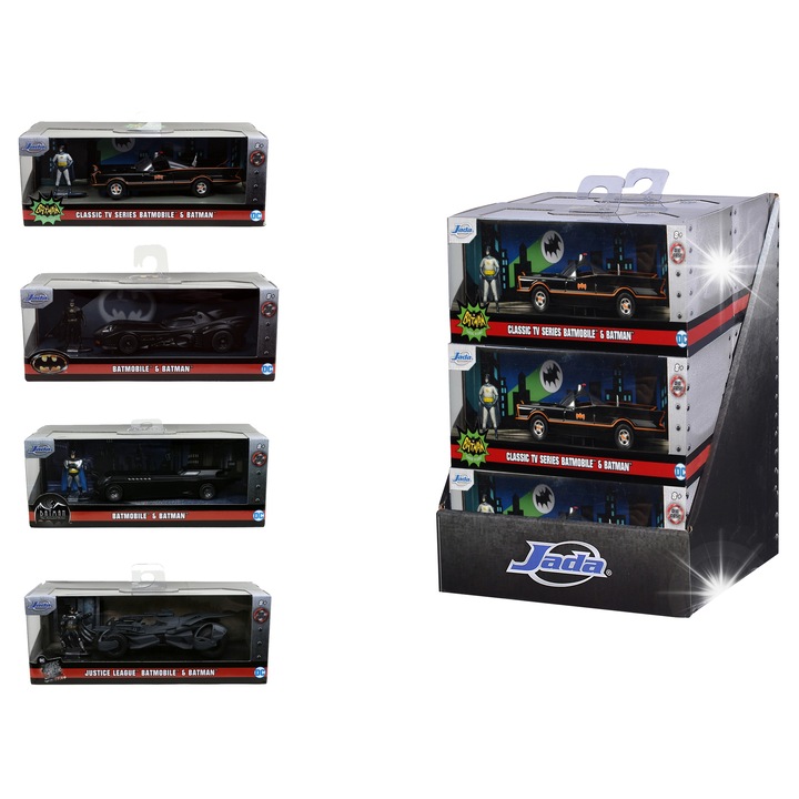 Batmobile készlet Batman figurával, Jada Toys, 1:32, fekete, 13x5x3,5cm
