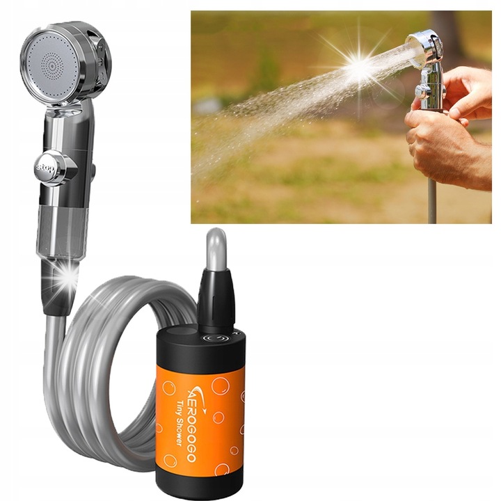 Електрически туристически душ AeroGogo, 3 режима на работа, вода до 2м, 4500mAh, 18W