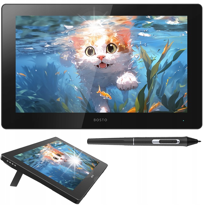 Графичен таблет BOSTO BT-16HD 2024, 15,6", 16384 нива на натиск, Full HD