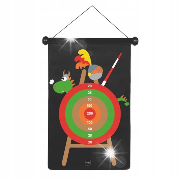 Комплект магнитни дартс Scratch, тема Рицар, 5+, 2 лица, пластмаса, лесен за съхранение