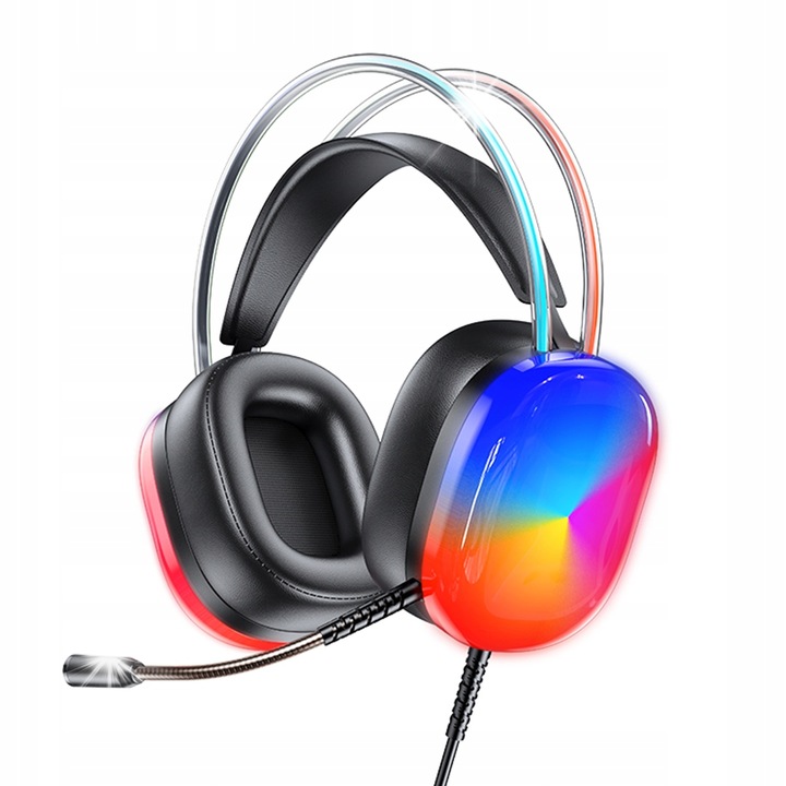 Awei GM-11 Pro PC fejhallgató, fekete, 50 mm, RGB világítás, rugalmas mikrofon