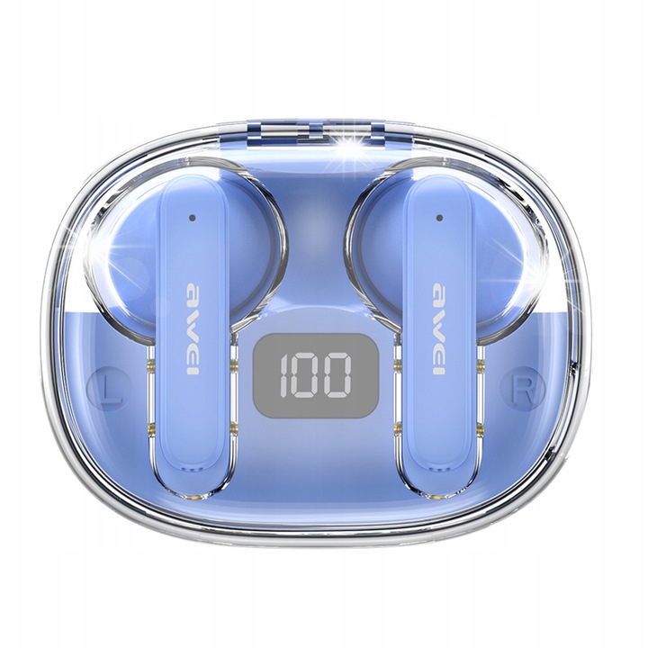 Vezeték nélküli fülhallgató, Awei, T86, Bluetooth 5.3, zajszűrés, kék