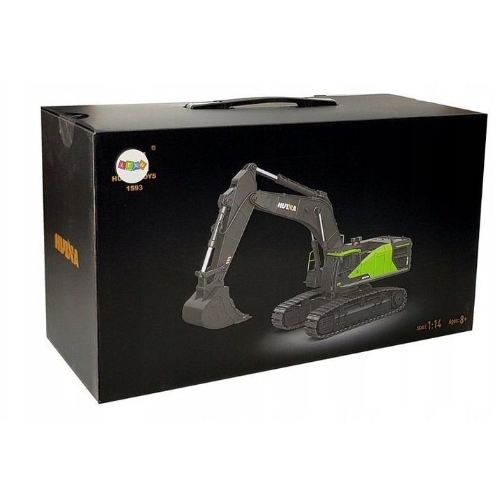 Багер RC Leantoys 1:14, зелен, 56x19x34см, пълен комплект с контролер и батерия