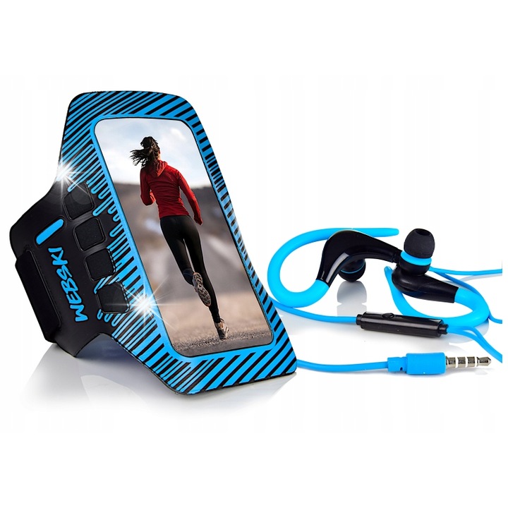 Спортна поддръжка с лента за ръка и слушалки Webski, неопрен, кабел 110 см