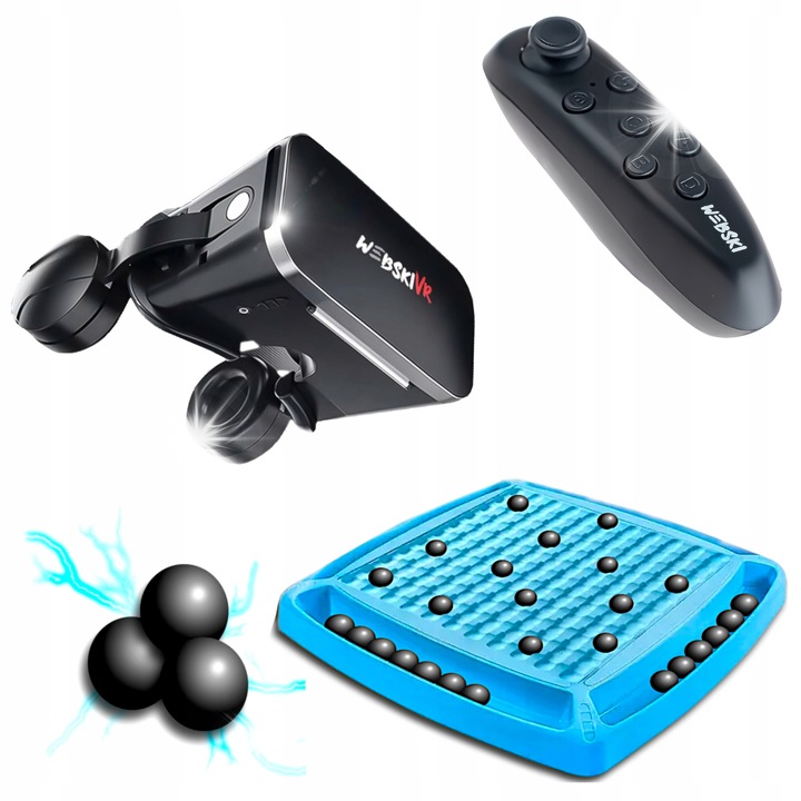 Webski VR szemüveg, gamepad és mágneses sakkjáték szett, 175x80mm, kék fényszűrő, 3D