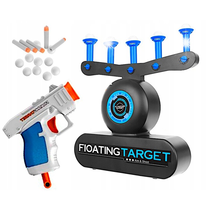 Set de jocuri interactive HBlast, tinte zburatoare, pistol cu munitie din spuma, 33x27,2x7cm, alimentare USB