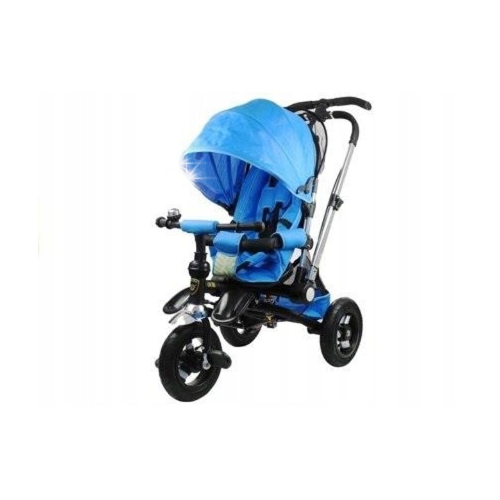 Детска триколка PRO700, Leantoys, синя, 12 инча гуми, 3-точкови предпазни колани, 99x90x60см