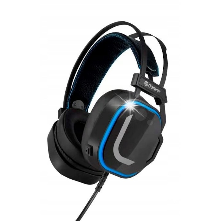 Casti gaming, REAL-EL GDX-7680, iluminare RGB, microfon incorporat, 2.2m