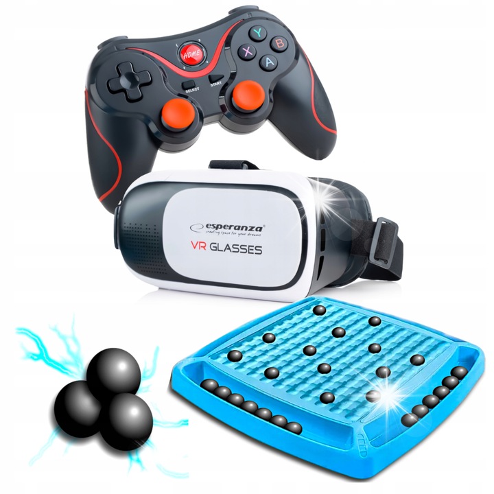 Webski 3D VR szemüveg, gamepad és mágneses játék szett, 28x28x3cm, fekete