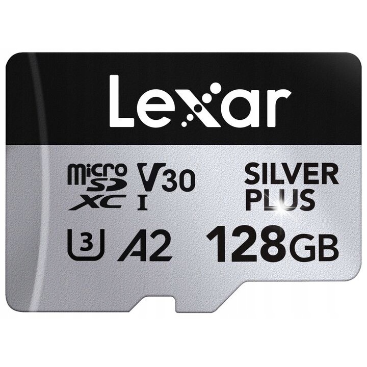 Lexar Professional SILVER PLUS 128GB microSDXC kártya, 205 MB/s, 150 MB/s, vízálló, 11x15x1mm