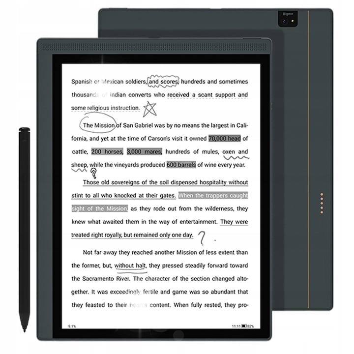 Електронна книга Bigme B1051 LITE 10,3" E-Ink, 4/64 GB, тъчскрийн, черно-бял, със стилус