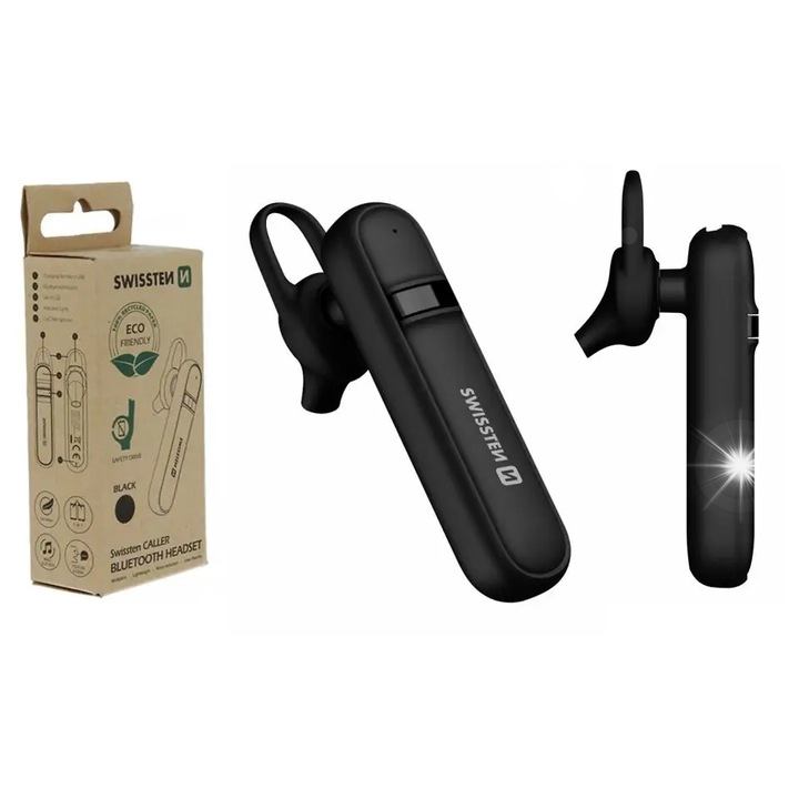 Swissten Stonebuds vezeték nélküli fülhallgató, ergonomikus, 10 óra üzemidő, tok méretei 7x3,9x3,1cm