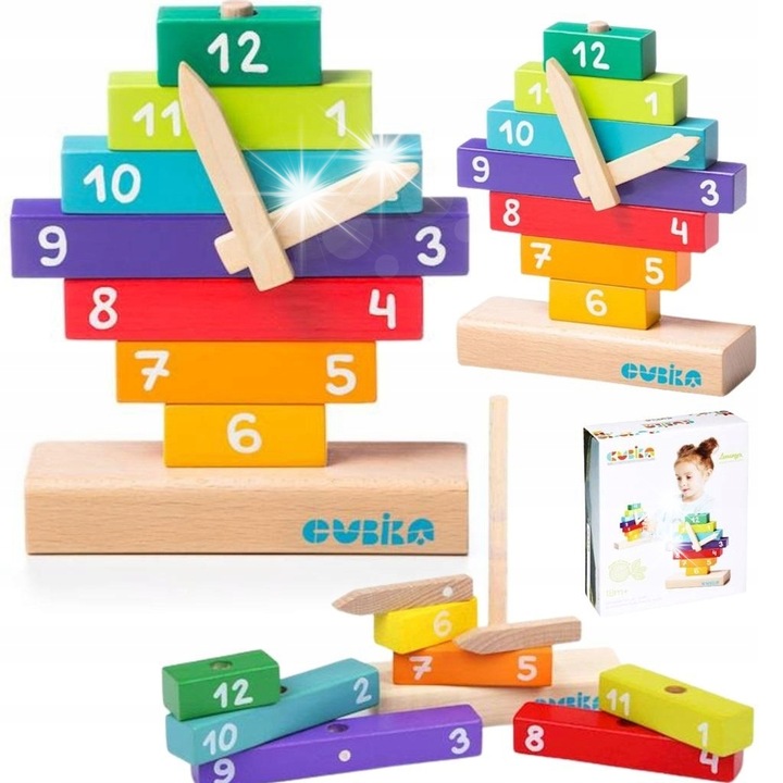 Kubika környezetbarát fa építőkészlet, 10 elem, egyedi design, motorikus fejlődés, kreativitás